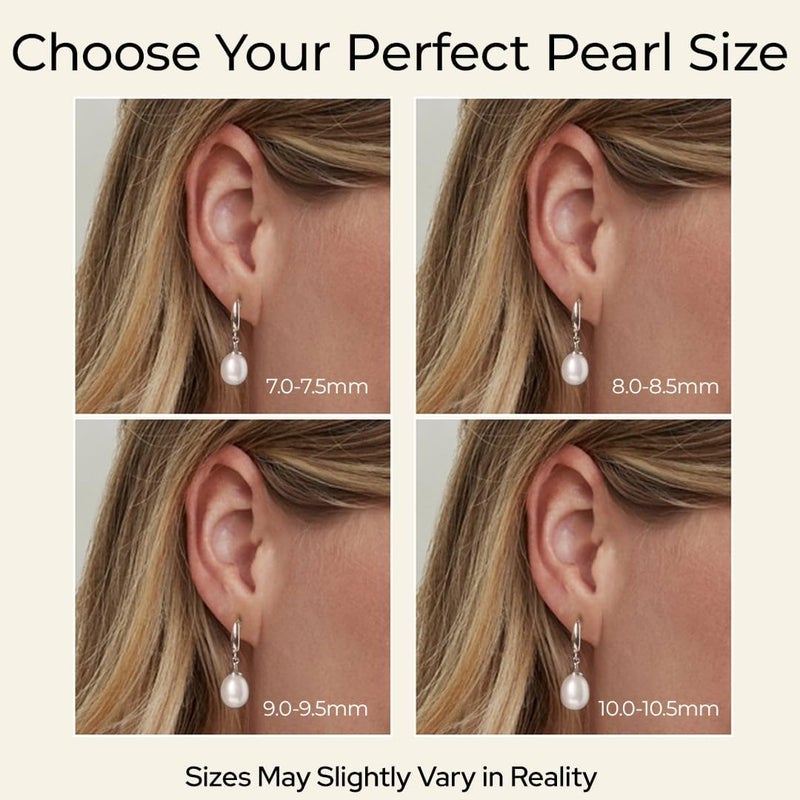 THE PEARL SOURCE 10-11mm Drop Shape White Freshwater Cultured Pearl Elegance Earrings for Women - Image 4